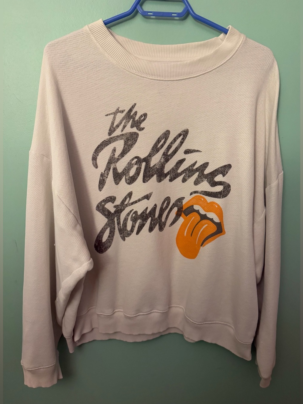 The Rolling Stones Logo Crewneck Sweatshirt - white with Orange Accent